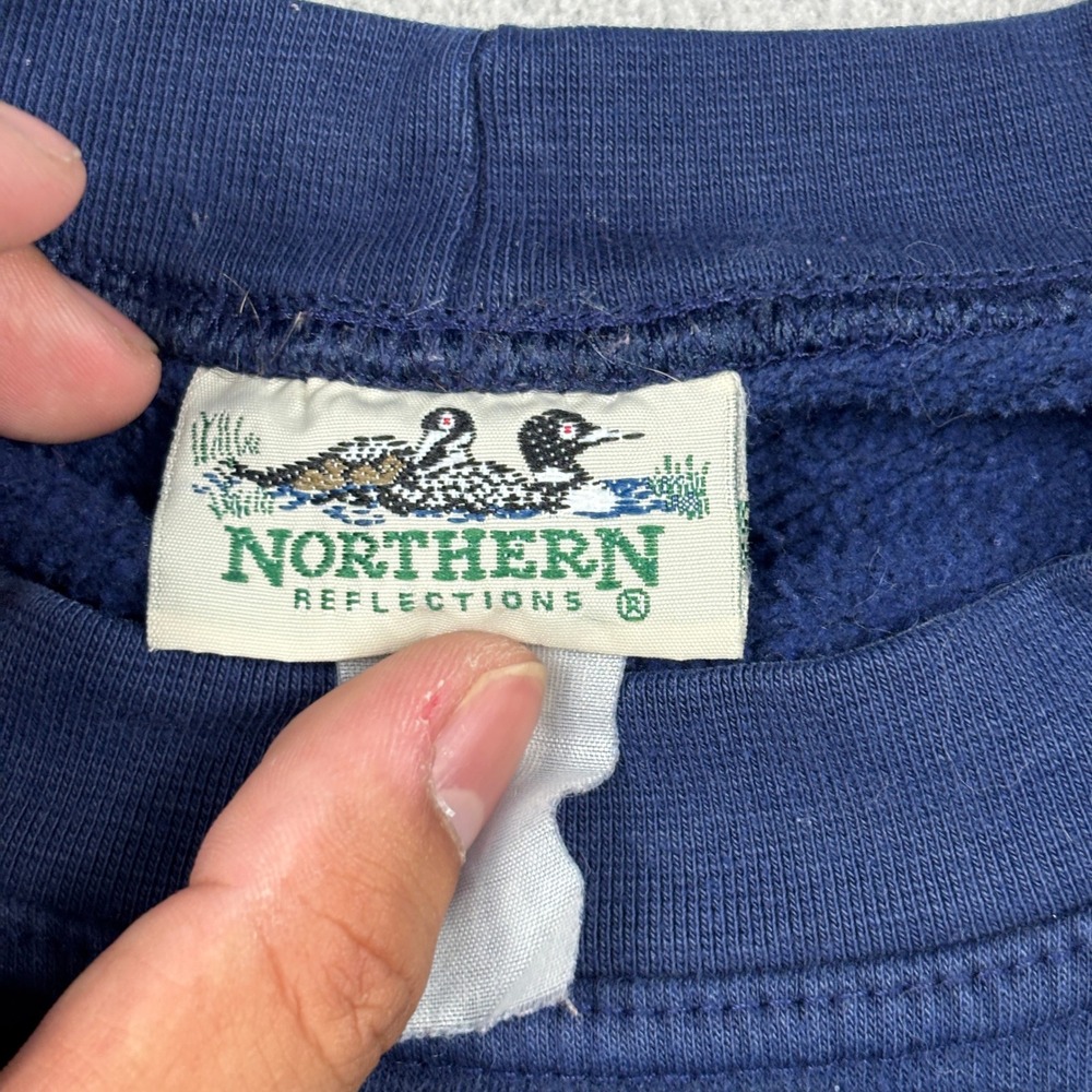 Vintage Northern Reflections Wolf Graphic Sweatshirt Navy Blue Mens Pullover - Picture 5 of 7